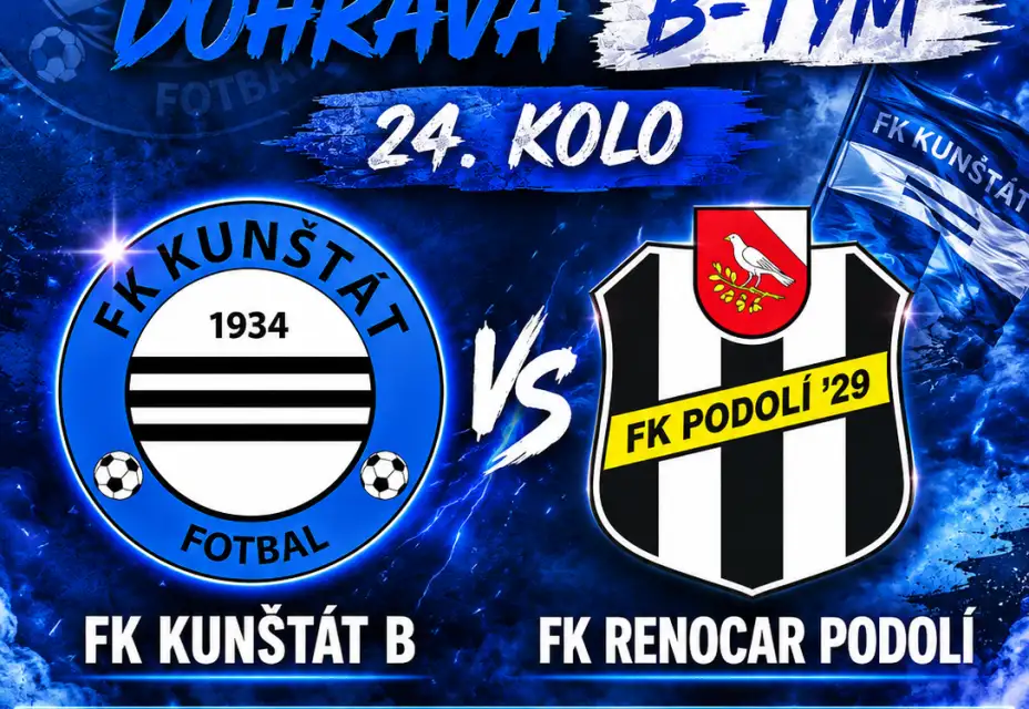 Ve středu v 18:00 hraje béčko v Kunštátu