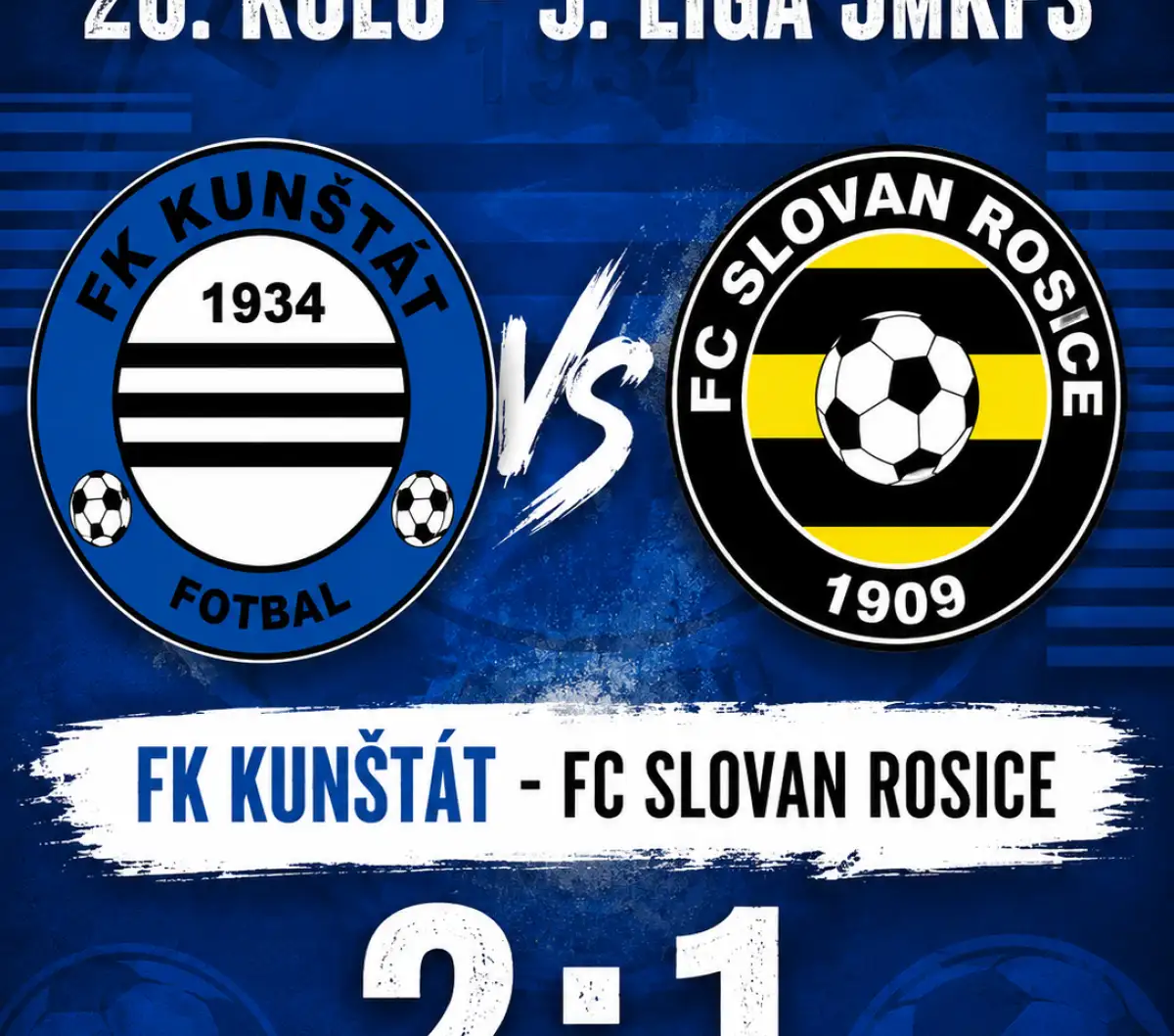 Kunštát první inkasovaná branka nezlomila a raduje se z výhry nad Rosicemi