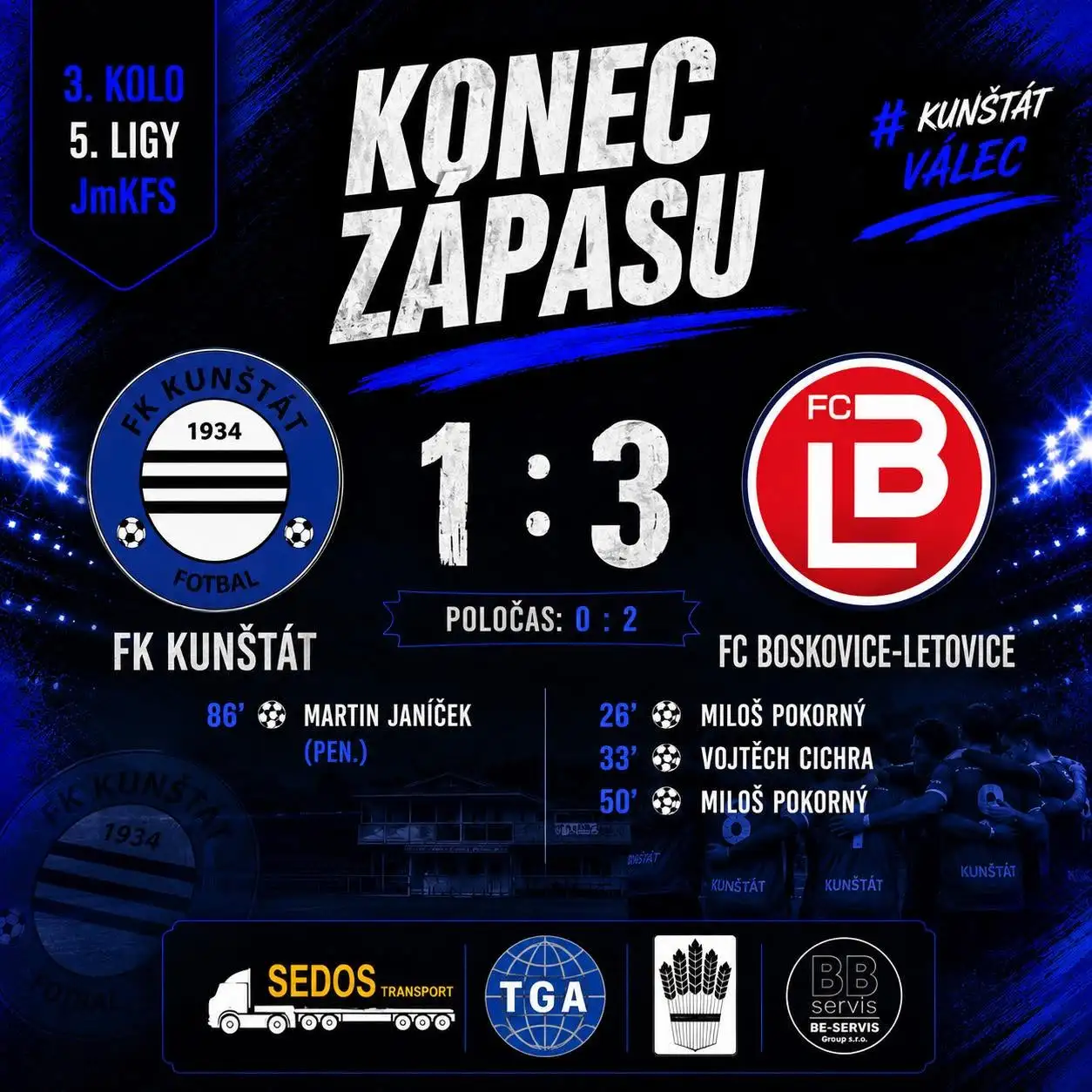 Derby s Boskovicemi tentokrát úspěšné nebylo