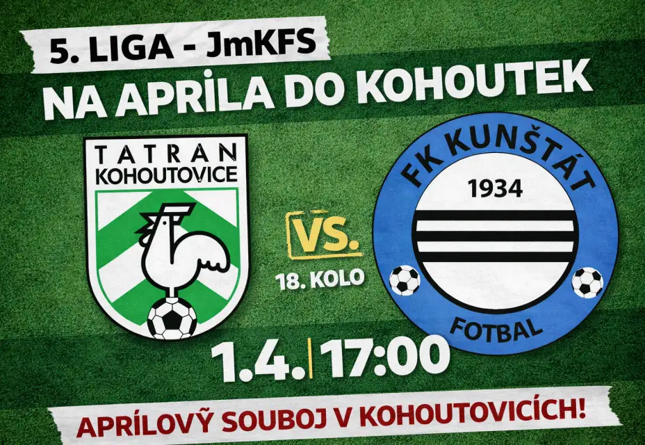 Ve středu 1.4. je zde dohrávka s Kohoutovicemi